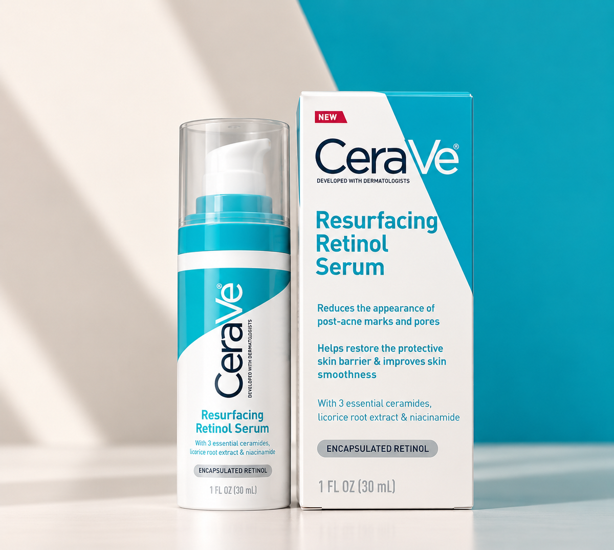CeraVe Resurfacing Retinol Serum – Encapsulated Retinol, Niacinamide & Ceramides (30ml)